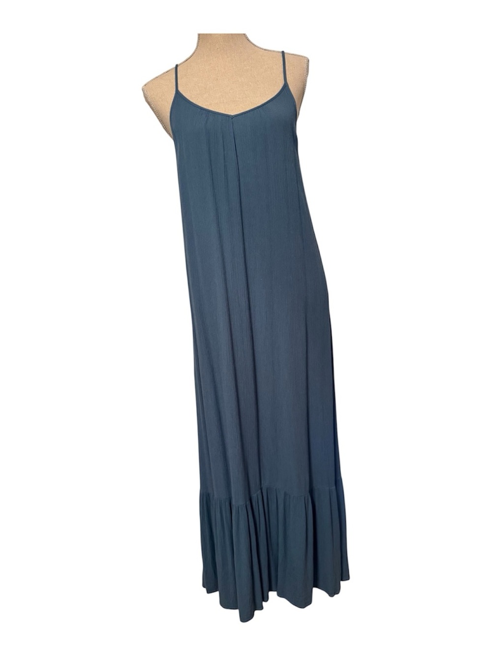 Z SUPPLY DRESS MAXI BLUE CRINKLE GAUZE SLEEVELESS V-NECK SIZE S